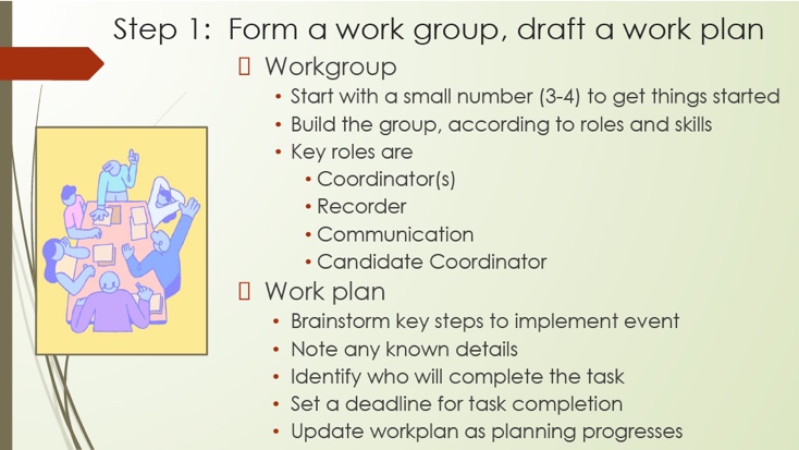 Step 1: form a work group and draft a work plan slide