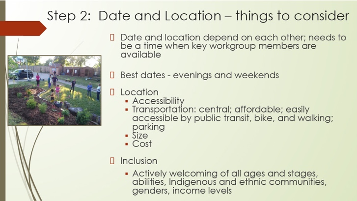 Step 2: date and location considerations slide